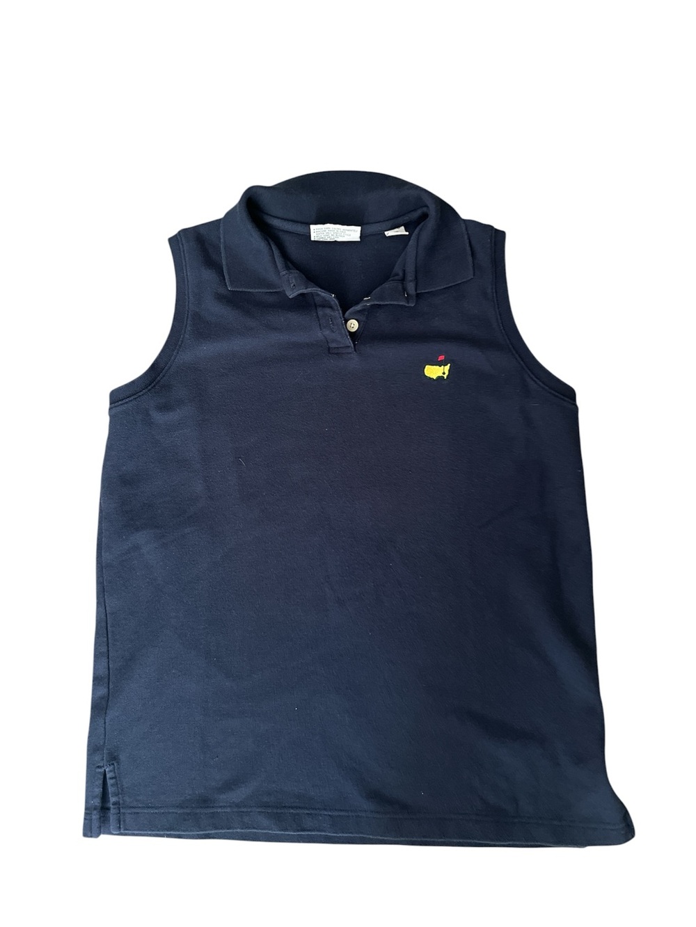 Masters Navy Sleeveless Polo with Yellow Masters Emblem Size Medium